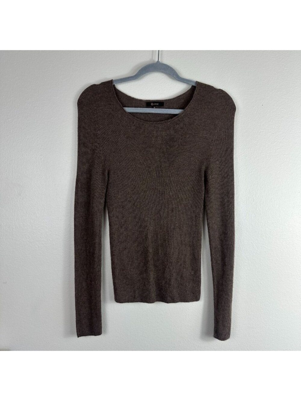 Quince Brown Cashmere Knit Sweater M Round Neck Long Sleeve Soft Pullover Slim F